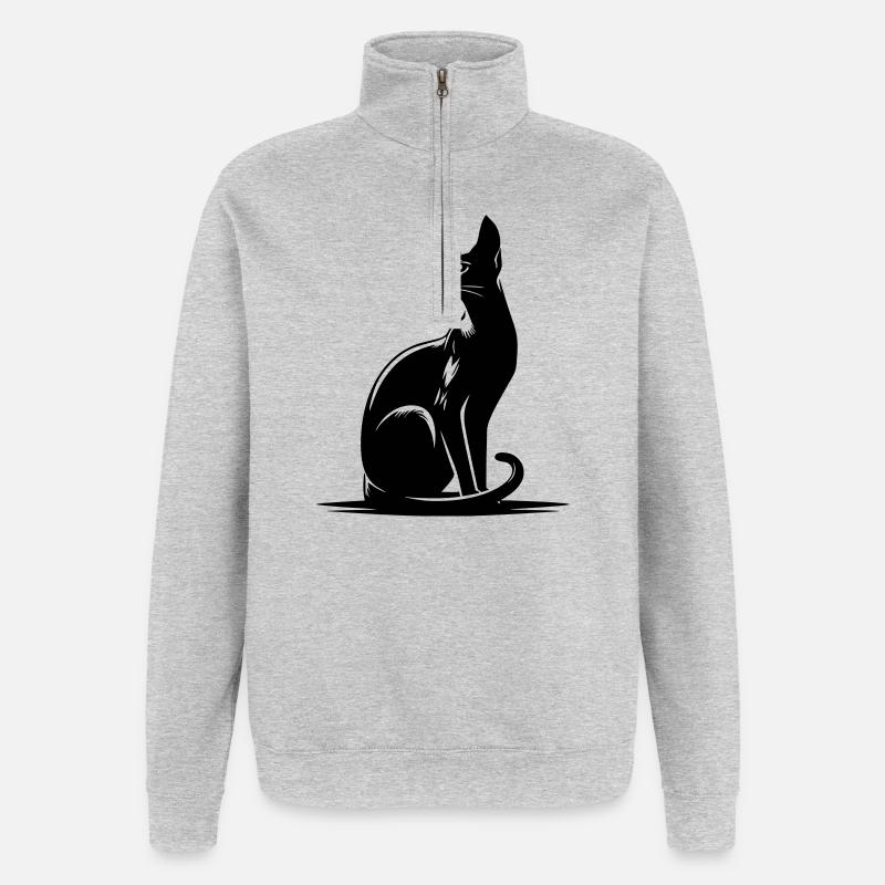 Orientalisch Kurzhaar Katze - Quarter-Zip-Sweatshirt - Grau meliert