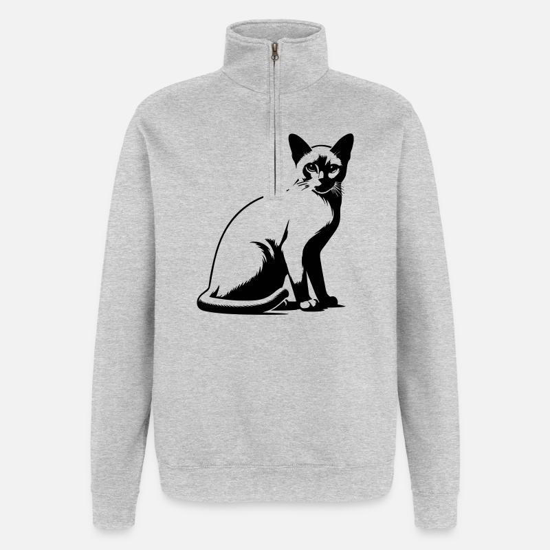 Burmese cat - Quarter-Zip Sweatshirt - heather grey