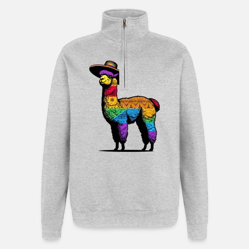 Alpaka - Quarter-Zip-Sweatshirt - Grau meliert