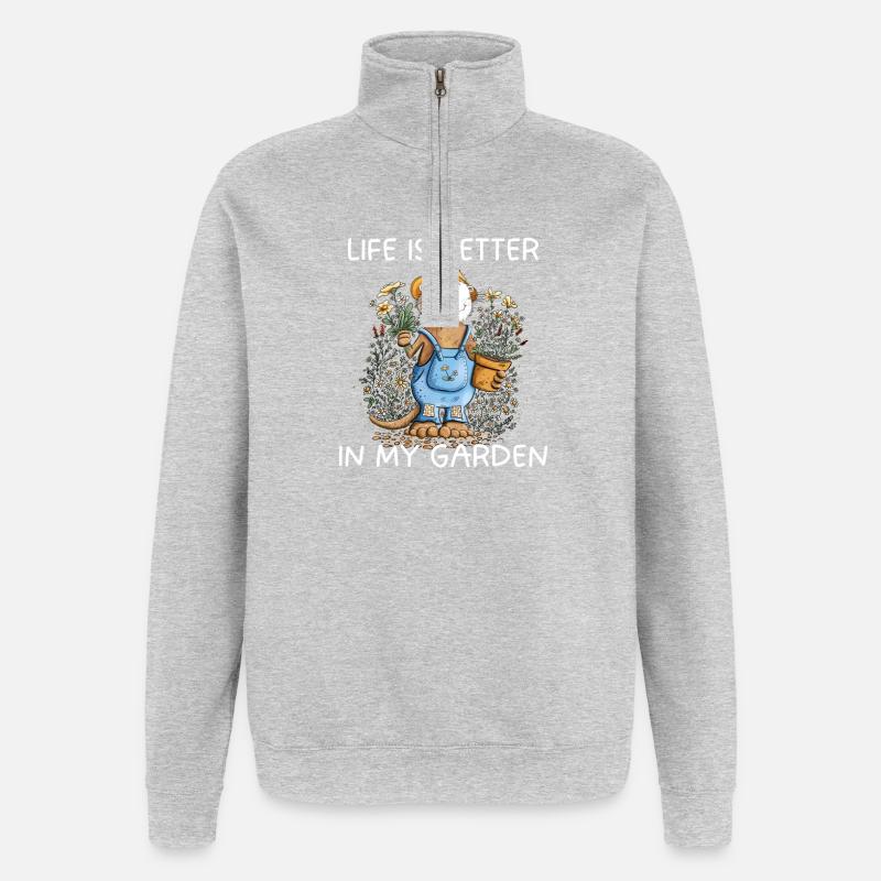 Garten Spruch Otter Gärtner - Quarter-Zip-Sweatshirt - Grau meliert