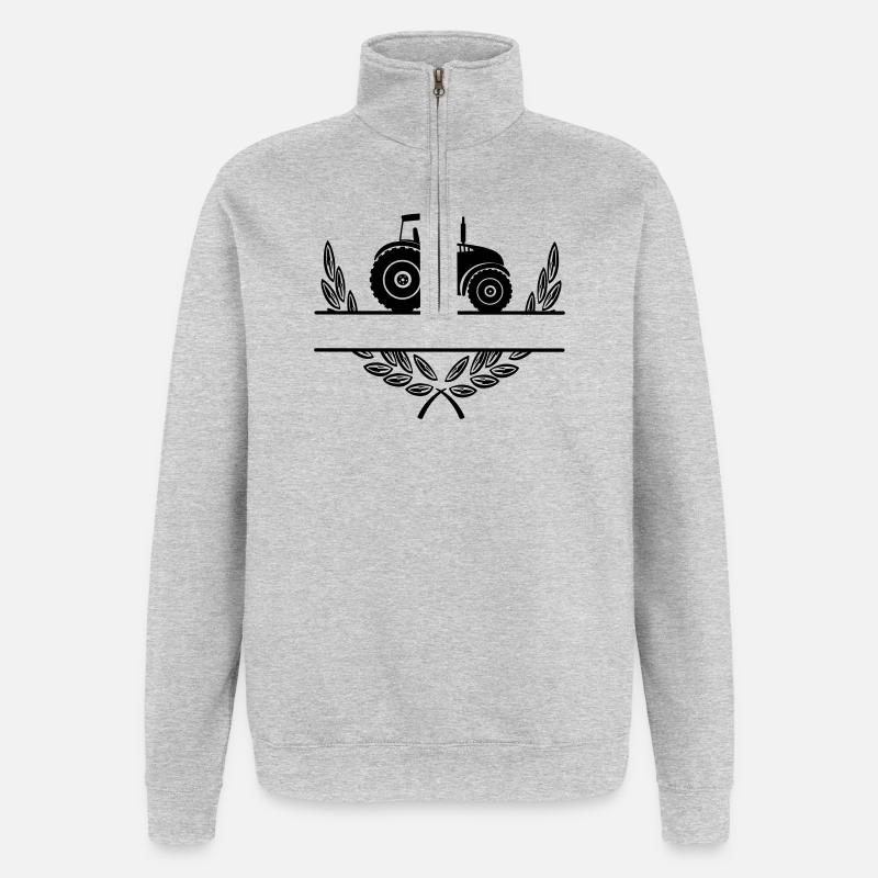 Stolz auf den Landwirt-Traktor - Quarter-Zip-Sweatshirt - Grau meliert