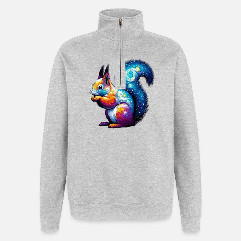 Écureuil - Sweat à zip 1/4 - gris chiné