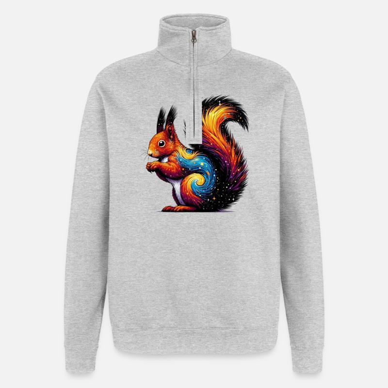 Eichhörnchen - Quarter-Zip-Sweatshirt - Grau meliert