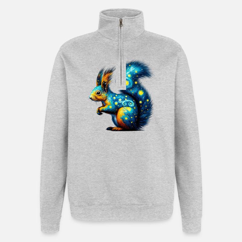 Eichhörnchen - Quarter-Zip-Sweatshirt - Grau meliert