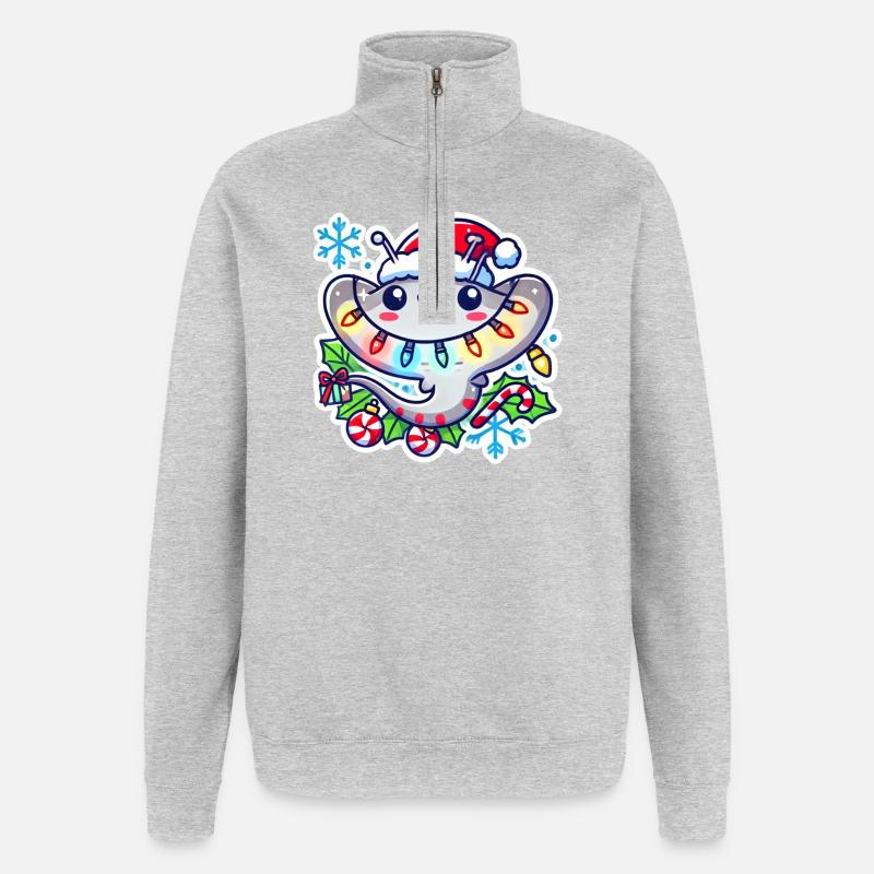 Holiday Ray of Joy - Quarter-Zip Sweatshirt - heather grey
