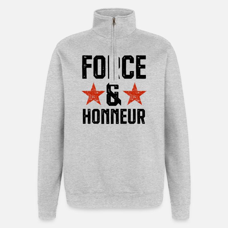 Force et honneur 2 - Sweat à zip 1/4 - gris chiné