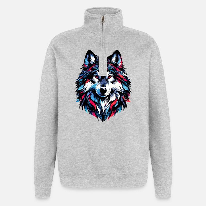 Wolf - Quarter-Zip Sweatshirt - heather grey