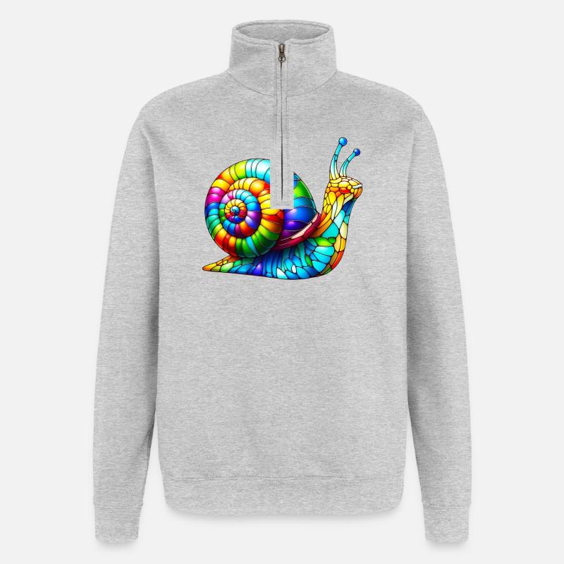 Escargot - Sweat à zip 1/4 - gris chiné