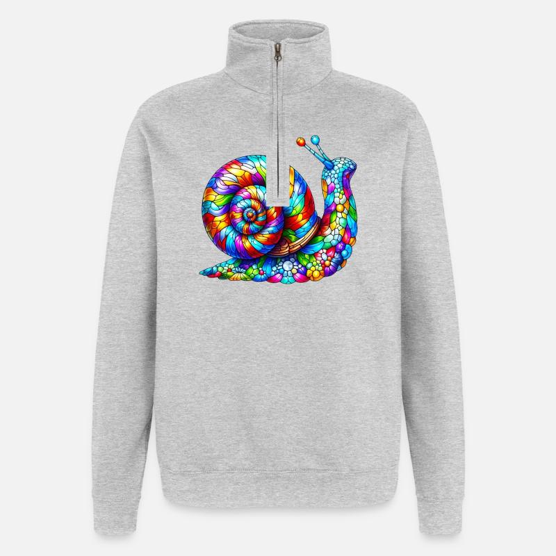 Escargot - Sweat à zip 1/4 - gris chiné