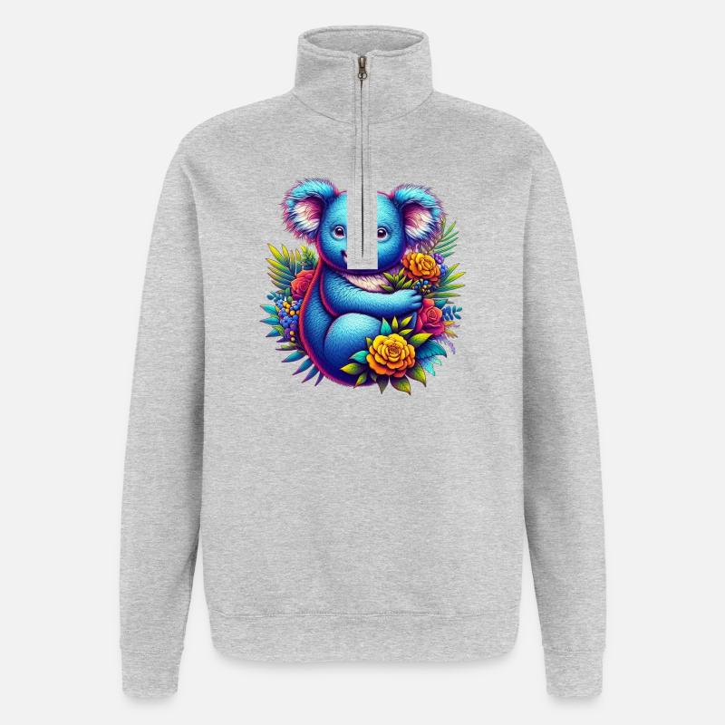 Koala - Sweat à zip 1/4 - gris chiné