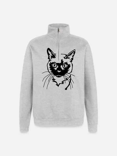 Siamese cat - Quarter-Zip Sweatshirt - heather grey