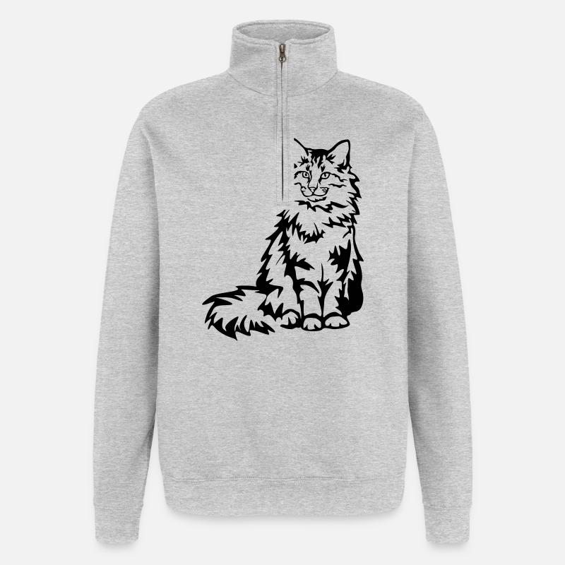 Norwegian Forest Cat - Quarter-Zip Sweatshirt - heather grey