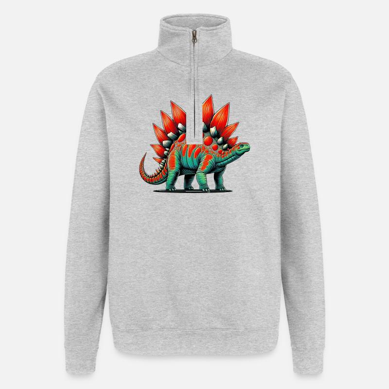 Dinosaur - Quarter-Zip Sweatshirt - heather grey