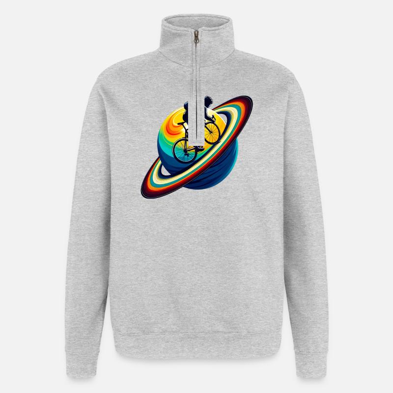 Cyclist on Saturn - Quarter-Zip Sweatshirt - heather grey