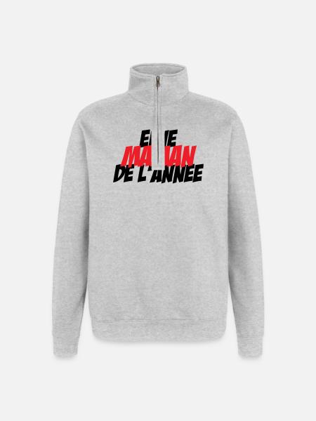 élue Maman de l'année - Sweat à zip 1/4 - gris chiné