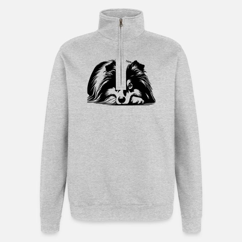 Sheltie - Sweat à zip 1/4 - gris chiné