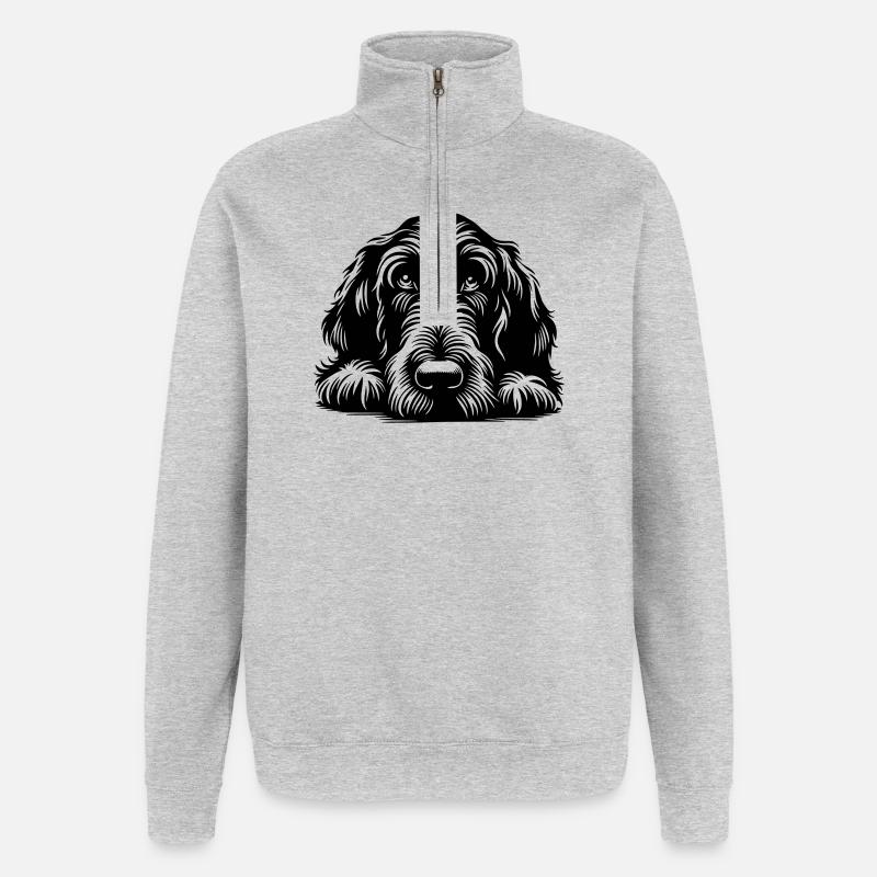 Spinone Italiano Kopf mit Pfoten - Quarter-Zip-Sweatshirt - Grau meliert