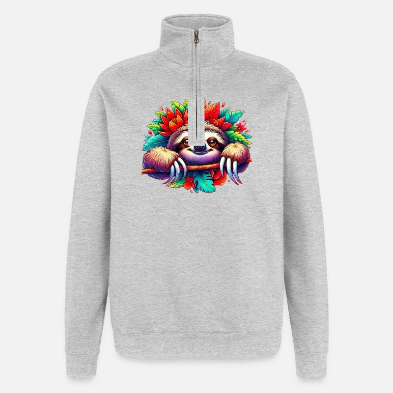 Faultier - Quarter-Zip-Sweatshirt - Grau meliert
