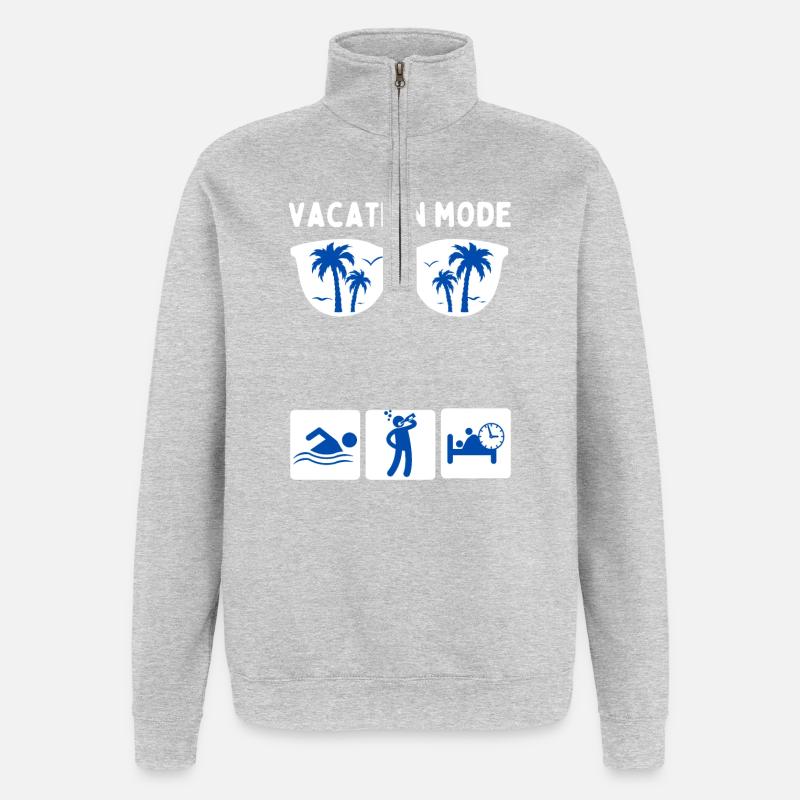 Mode vacances - Sweat à zip 1/4 - gris chiné