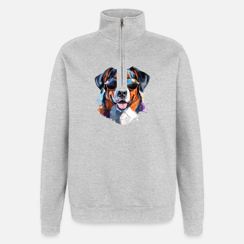 Entlebucher with sunglasses - Quarter-Zip Sweatshirt - heather grey