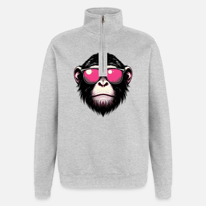 Monkey - Quarter-Zip Sweatshirt - heather grey