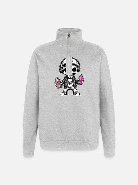 Graffiti Sprayer - Quarter-Zip-Sweatshirt - Grau meliert