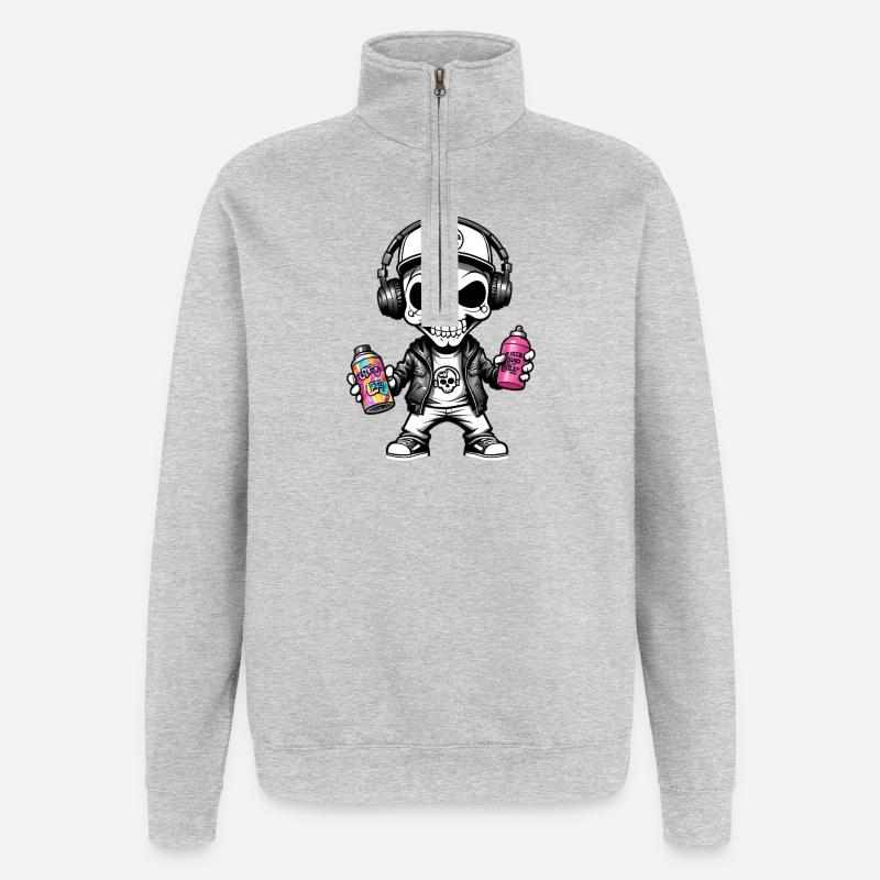 Graffiti Sprayer - Quarter-Zip-Sweatshirt - Grau meliert