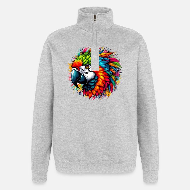 Papagei - Quarter-Zip-Sweatshirt - Grau meliert