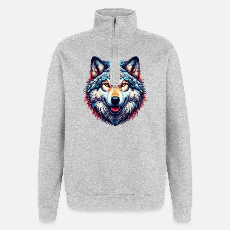 Wolf - Quarter-Zip Sweatshirt - heather grey