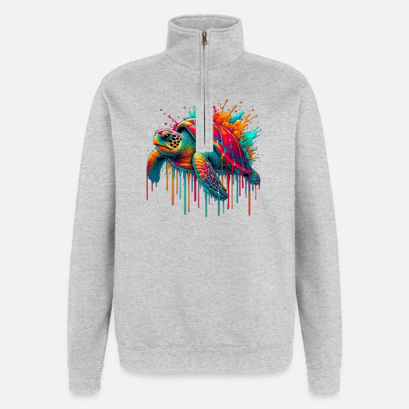 Schildkröte - Quarter-Zip-Sweatshirt - Grau meliert