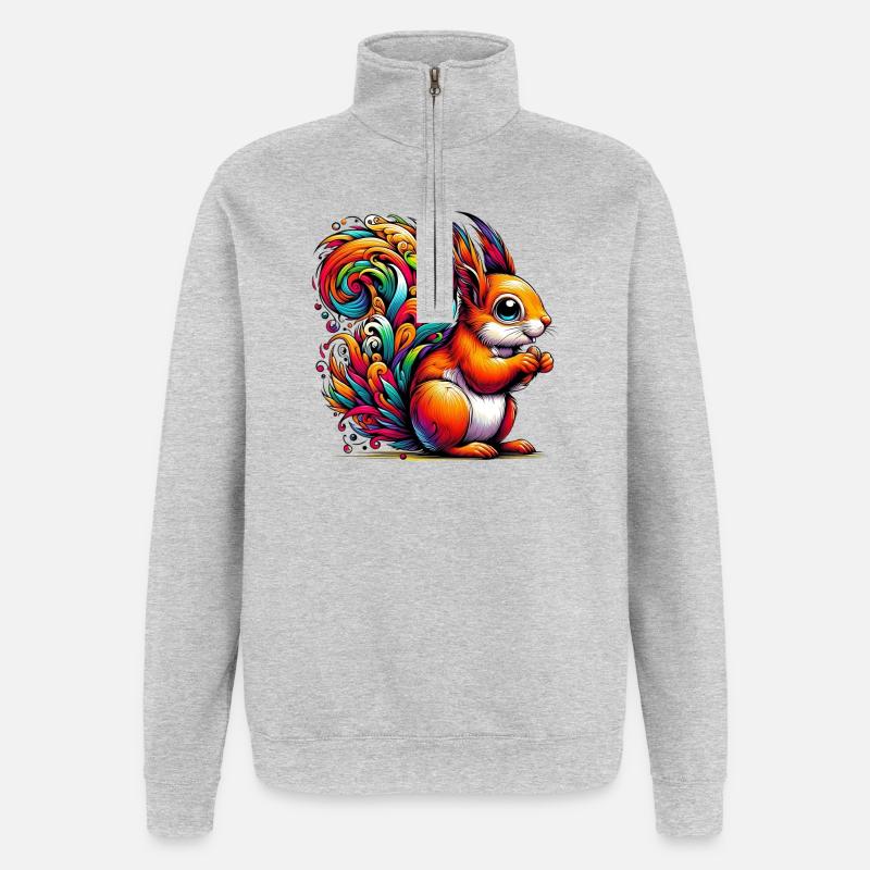 Eichhörnchen - Quarter-Zip-Sweatshirt - Grau meliert