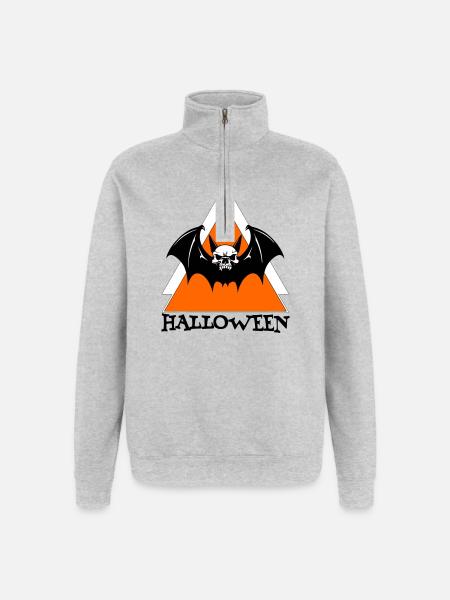 Halloween - Sweat à zip 1/4 - gris chiné