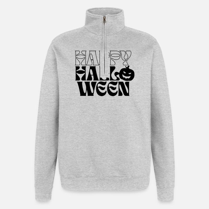 Illustration de joyeux Halloween - Sweat à zip 1/4 - gris chiné