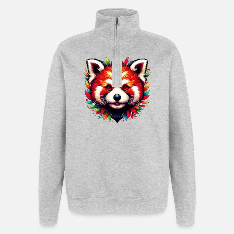 Kleiner Panda - Quarter-Zip-Sweatshirt - Grau meliert
