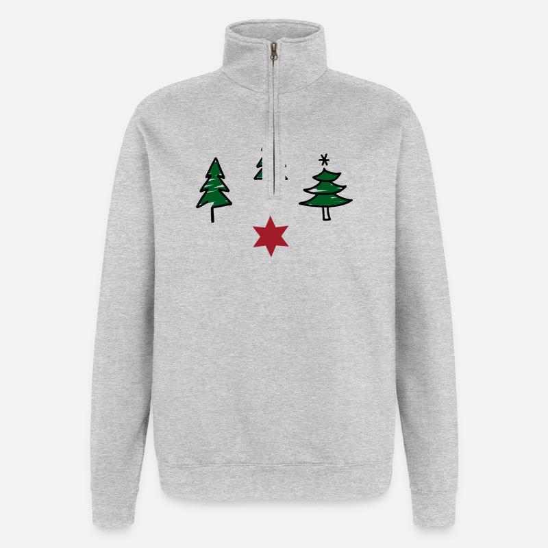 Design pour Noël - Sweat à zip 1/4 - gris chiné
