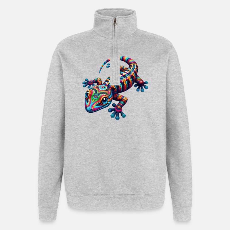 Gecko - Sweat à zip 1/4 - gris chiné