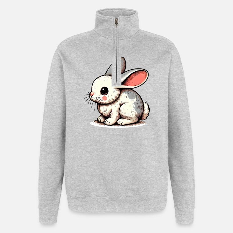 Lapin - Sweat à zip 1/4 - gris chiné