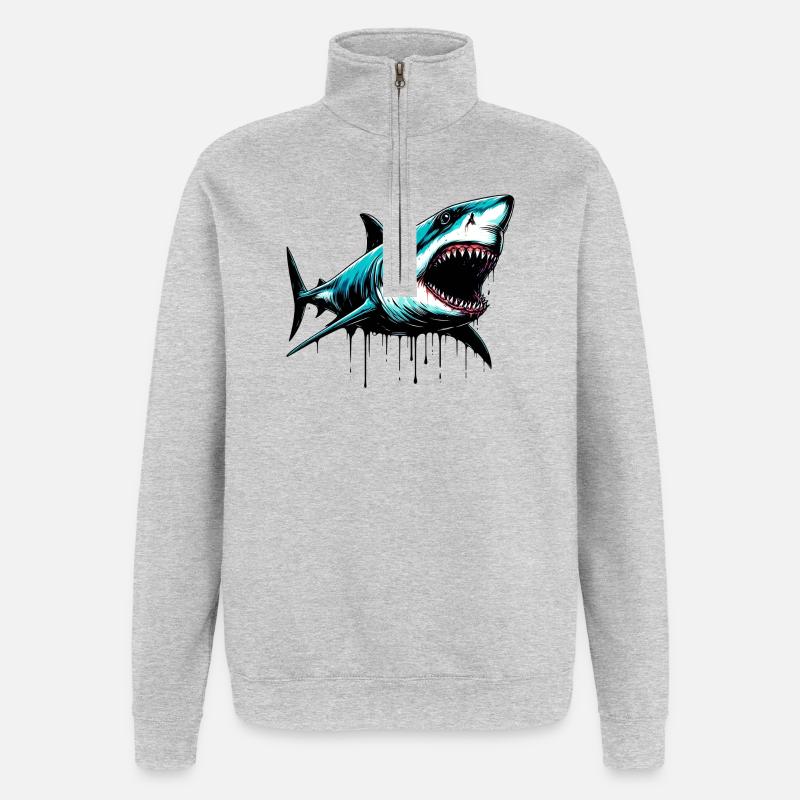 Requin - Sweat à zip 1/4 - gris chiné