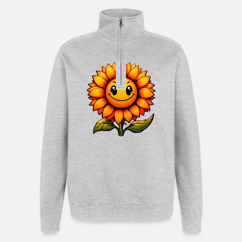 Sonnenblume - Quarter-Zip-Sweatshirt - Grau meliert