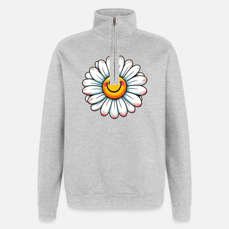 Gänseblümchen - Quarter-Zip-Sweatshirt - Grau meliert