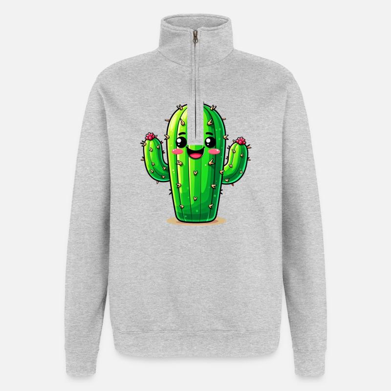 Kaktus - Quarter-Zip-Sweatshirt - Grau meliert
