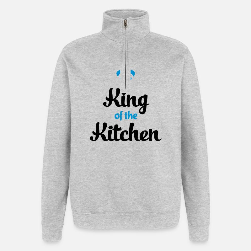 Tablier de cuisine drôle pour hommes - Sweat à zip 1/4 - gris chiné