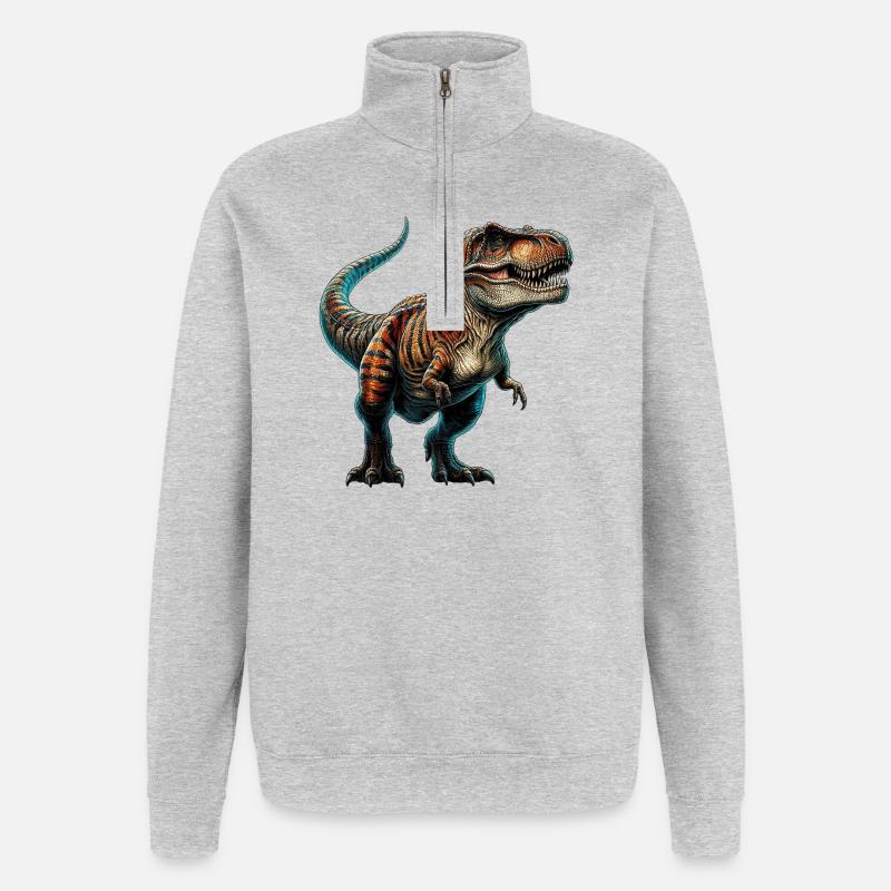 Dinosaur - Quarter-Zip Sweatshirt - heather grey