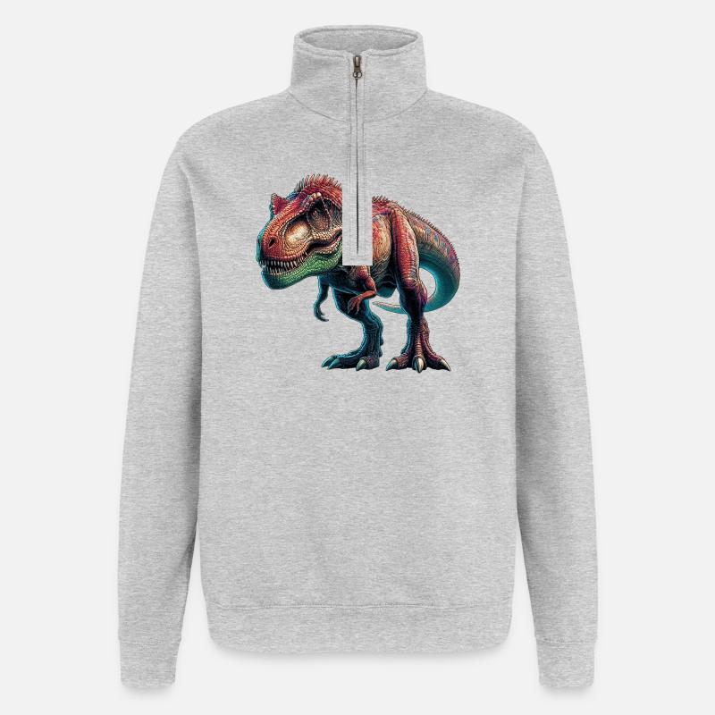 Dinosaur - Quarter-Zip Sweatshirt - heather grey