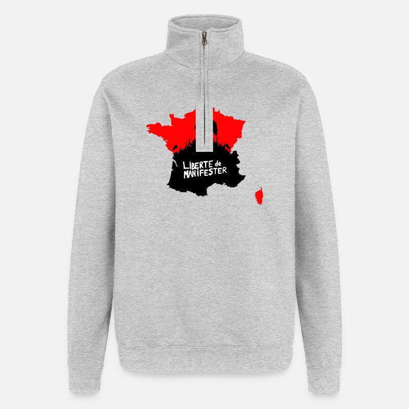 Liberté de manifester - Sweat à zip 1/4 - gris chiné