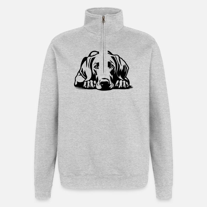 Weimaraner - Sweat à zip 1/4 - gris chiné