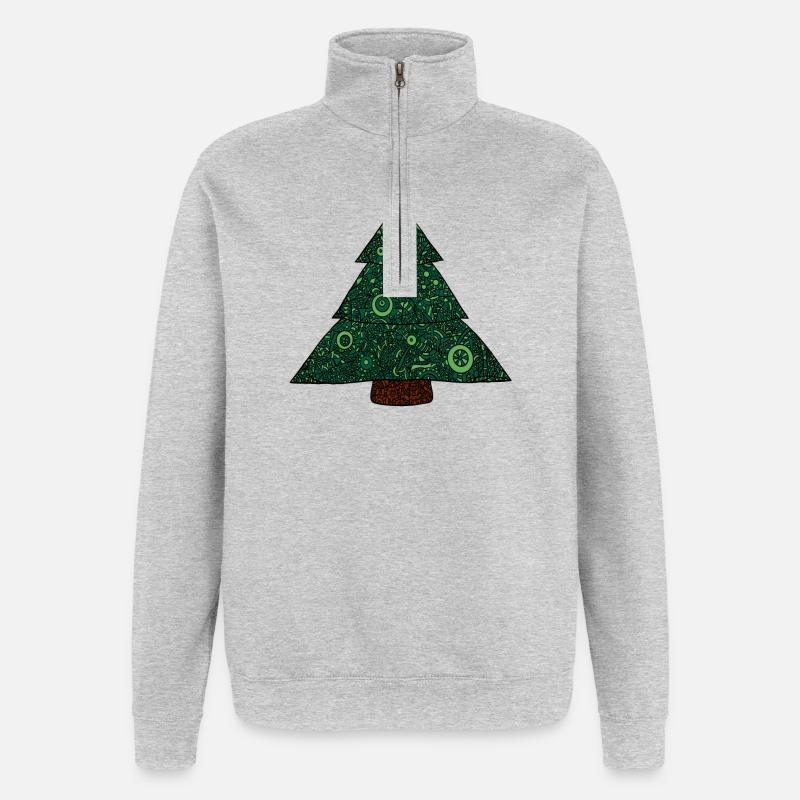 Mandala Weihnachtsbaum - Quarter-Zip-Sweatshirt - Grau meliert