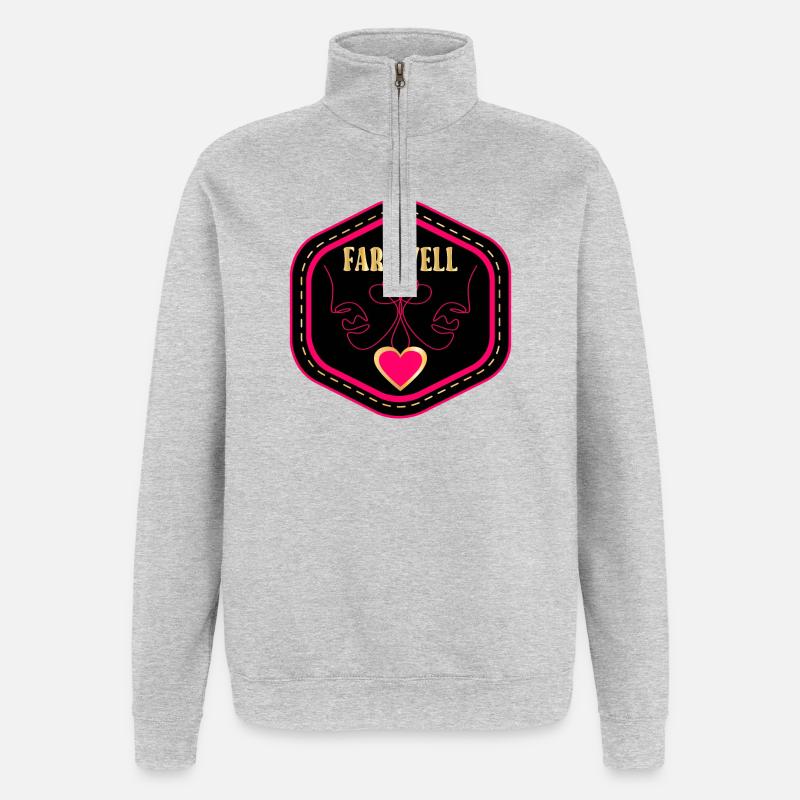DESSIN AU TRAIT - ADIEU - Sweat à zip 1/4 - gris chiné
