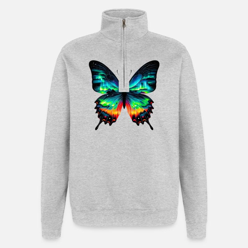 Papillon - Sweat à zip 1/4 - gris chiné