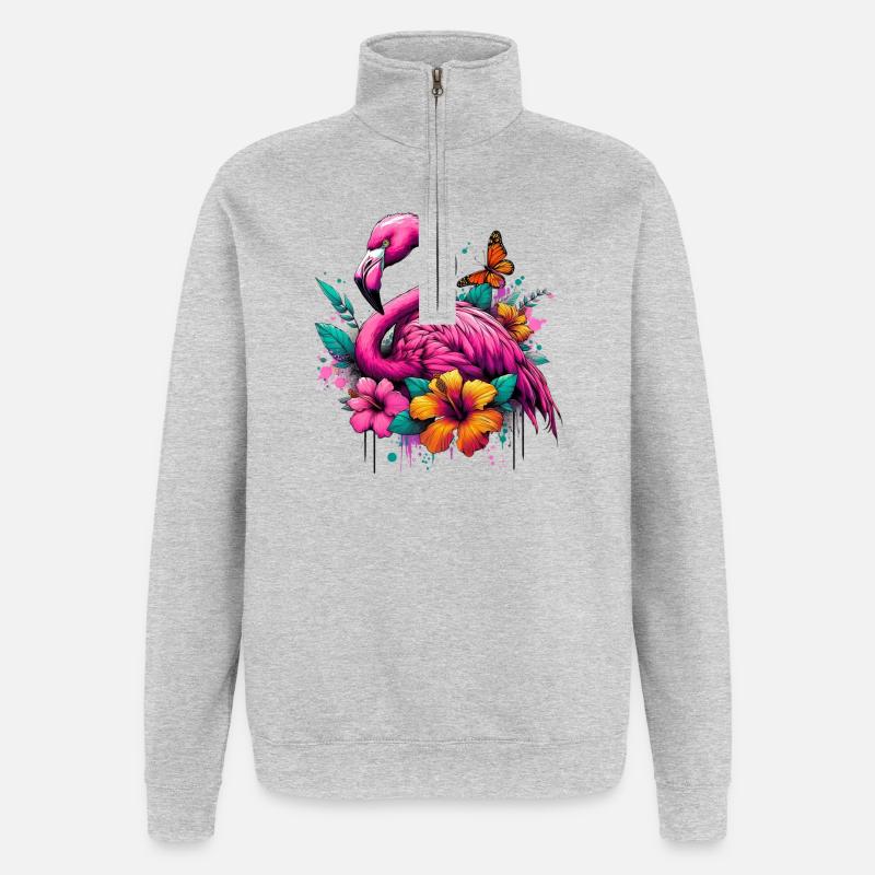 Flamingo - Quarter-Zip Sweatshirt - heather grey